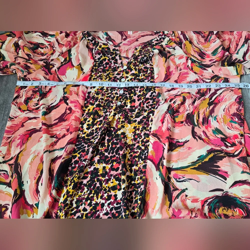 Fig&flower Anthropologie plus 3/4 Sleeve Floral Print Blouse Size 3X - Picture 6 of 9